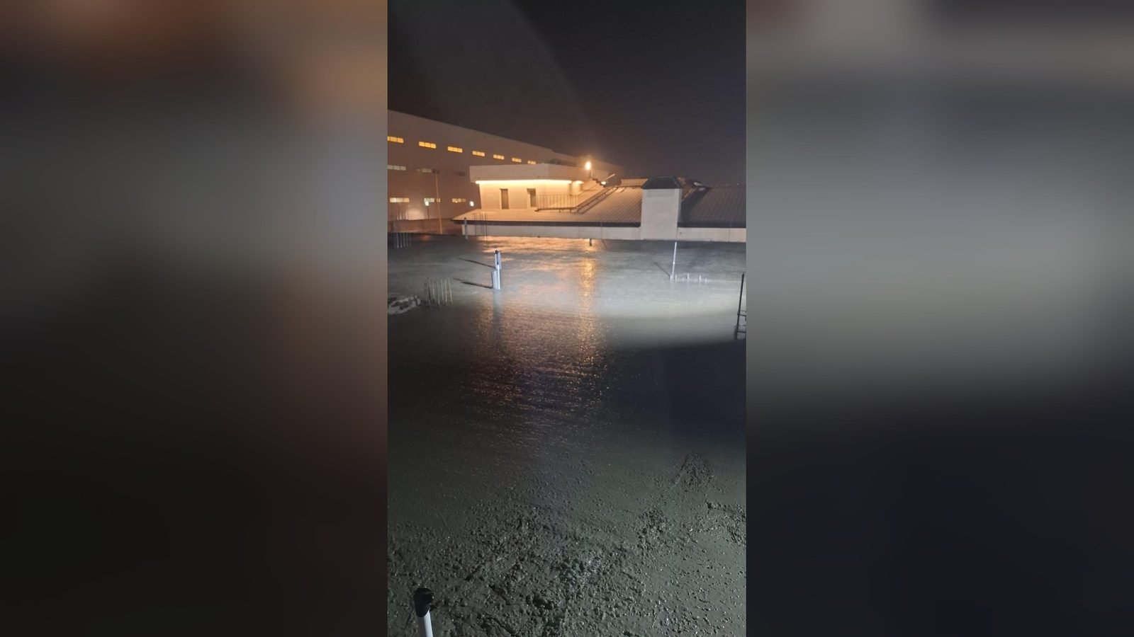 Night concrete pour in progress on a Doha construction site